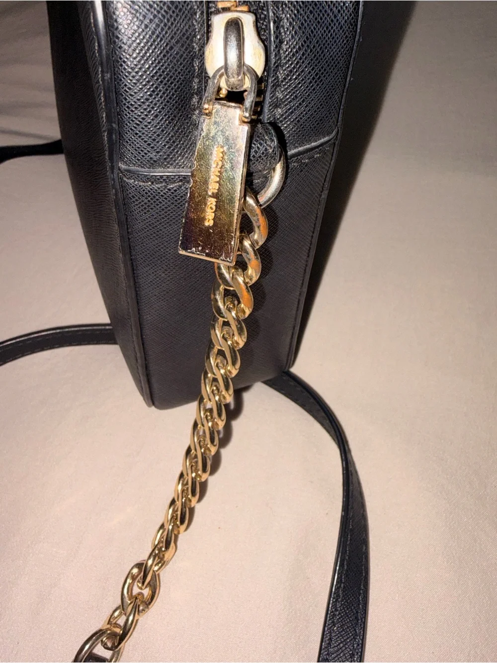 Michael Kors Black Crossbody with Gold Chain Strap